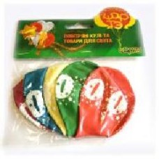 Набор воздушных шариков Шарте «Цифра 0' 28 см разноцветный 5 шт.