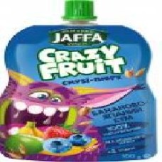 Пюре Jaffa Десерт фруктовый Crazy Fruit из бананов яблок черники и клубники перетертых со злаками 100 г