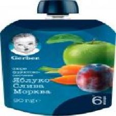 Пюре Gerber Яблоко, слива и морковь 90 г 7613036345903