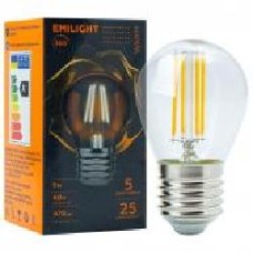 Лампа светодиодная Emilight FIL CL G45 5 Вт E27 3000 К 220 В прозрачная LED Filament G45-5W-3000K-E27-