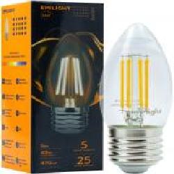 Лампа светодиодная Emilight FIL CL C35 5 Вт E27 3000 К 220 В прозрачная LED Filament C35-5W-3000K-E27-