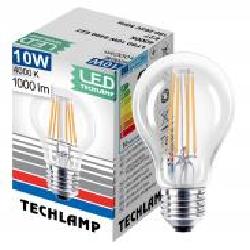 Лампа светодиодная Techlamp Classic A60 10 Вт E27 4000 К 220 В прозрачная