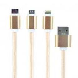 Кабель Cablexpert 1 м золотой (CC-USB2-AM31-1M-G) BM-папа/Lightning/Micro/Type-C