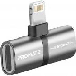 Переходник Promate iHinge-LT 2 в 1 Lightning to Lightning Audiо & Sync/Charge Black серый (ihinge-lt.grey)