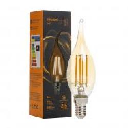 Лампа светодиодная Emilight Gold CA35 9 Вт E14 3000 К 220 В прозрачная Filament C35-9W-3000K-E14-ТG п