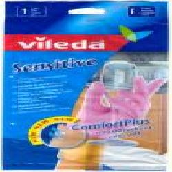 Перчатки резиновые Vileda Sensitive Comfort для деликатных работ крепкие р. L 1 пар/уп. розовые