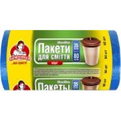 Мешки для бытового мусора Помічниця крепкие 35 л 80 шт. (4820012346950)