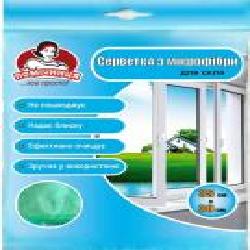 Салфетка для стекла Помічниця 35х30 см 1 шт./уп. зеленый