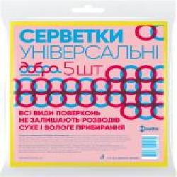 Салфетка универсальная Добра господарочка 30х36 см 5 шт./уп. / желтый / розовый / синий