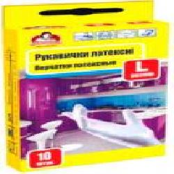 Перчатки латексные Помічниця размер L 10 шт./уп.