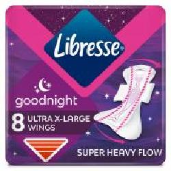 Прокладки гигиенические Libresse Ultra Goodnight Extra Large ночные с крылышками 8 шт.