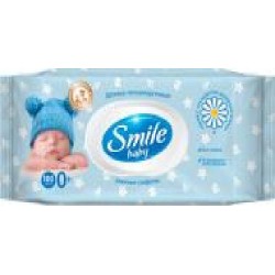 Детские влажные салфетки Smile Фито линия с экстрактом ромашки и алоэ 100 шт.