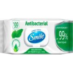 Влажные салфетки Smile Antibacterial с подорожником 100 шт.