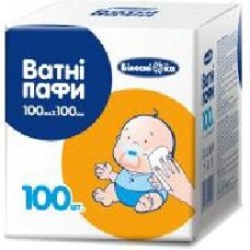 Ватные пафы Білосніжка 100x100 мм 100 шт. (квадратная)