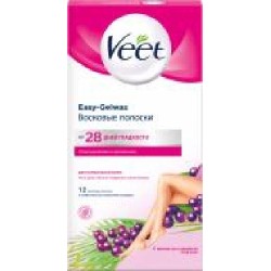 Восковые полоски Veet с маслом Ши и экстрактом ягод 12 шт./уп.