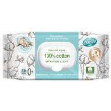 Детские влажные салфетки Smile Baby 100% cotton 50 шт.