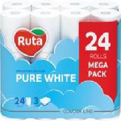 Туалетная бумага Ruta Pure White 24рул 3ш білий трехслойная 24 шт.