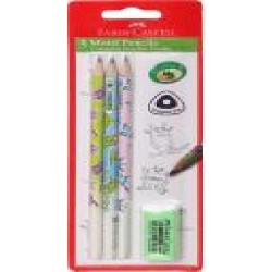 Карандаш графитный 3 шт. + Резинка Монстры 118364 Faber-Castell