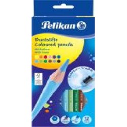 Карандаши цветные Erasable 12 шт с ластиком Pelikan