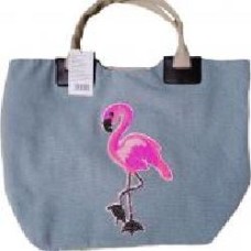 Сумка пляжная Pink Flamingo серый с розовым