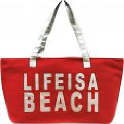 Сумка Luna пляжная Life is a beach красный