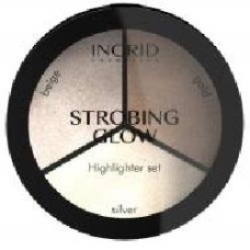 Палетка для контуринга INGRID Strobing Glow silver, beige, gold 15 г