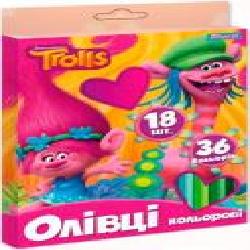 Карандаши цветные двухсторонние Trolls 36 цветов 18 шт YES