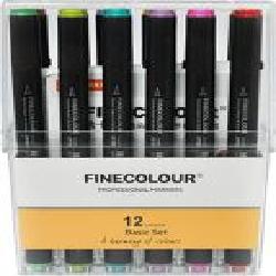 Набор маркеров текстовых FINECOLOUR Brush Basic SET 12 цветов EF103-TB12 разноцветный