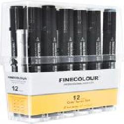 Набор двусторонних маркеров FINECOLOUR Brush Gray SET 12 EF103-HS12 разноцветный