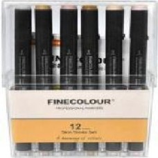 Набор двусторонних маркеров FINECOLOUR Brush Skin SET 12 цветов EF103-FS12 разноцветный