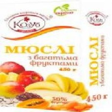 Хлопья ТМ Козуб Продукт Мюсли «Со многими фруктами' в коробке 450 г 4820094533309