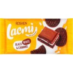 Шоколад Roshen Lacmi молочный с молочной начинкой карамелью и печеньем с какао 120г