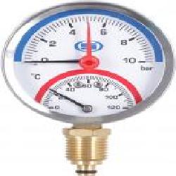 Манометр Gross вертикальный 1/4 с клапаном 1/2 (120°C) 10.0 Bar