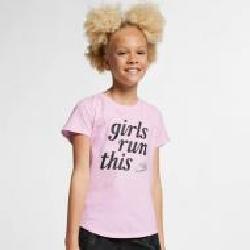 Футболка Nike G NSW TEE SCOOP GIRLS RUN THIS AR5064-663 р.M розовый