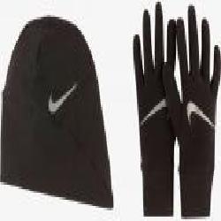 Комплект шапка+перчатки Nike WOMEN'S ESSENTIAL RUNNING HAT AND GLOVE SET N.100.0595.082 M/L черно-серый